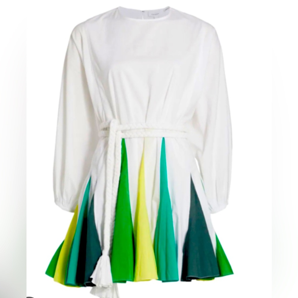 Rhode Ella Dress White / Green Color block Sz M RARE